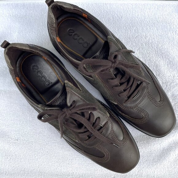 NWT ECCO Men's Brown Strike Tie Leather Suede Comfort Derby Shoes - Picture 2 of 10